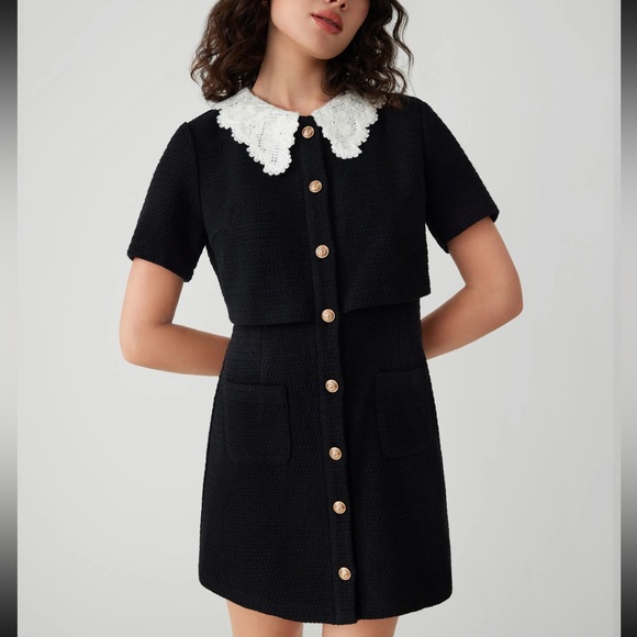 Cider Dresses & Skirts - CIDER Tweed Black Dress